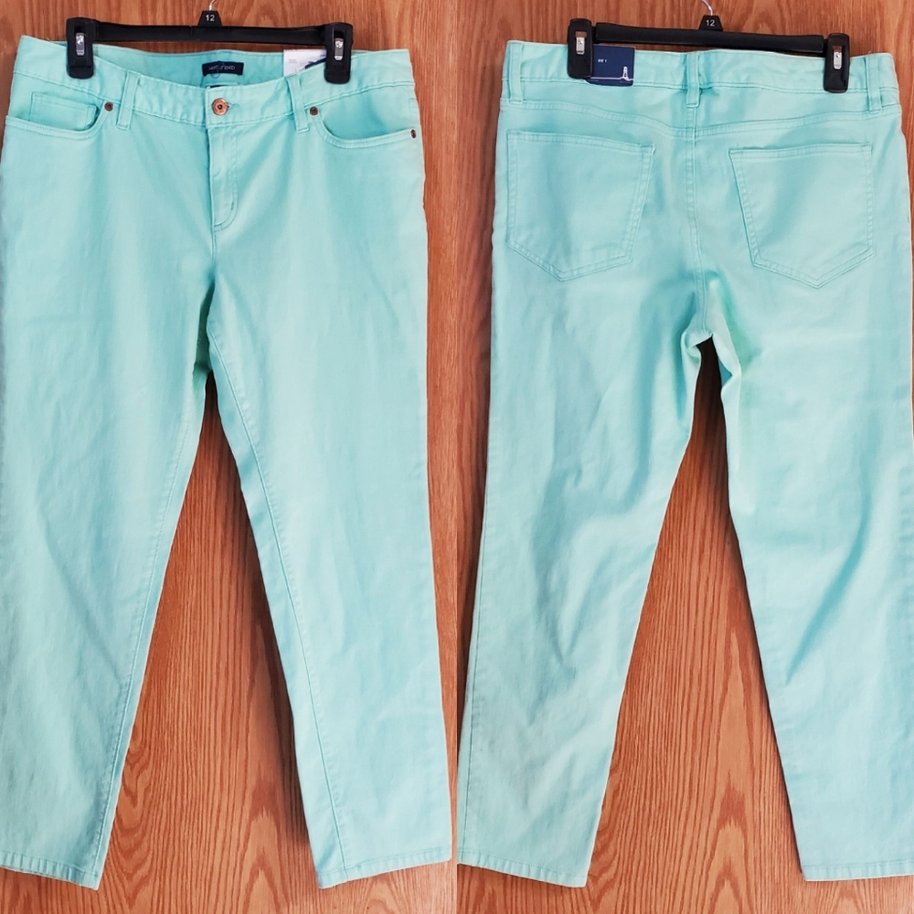 Lands'end mint green ankle jeans fit 1 size 12 cotton blend